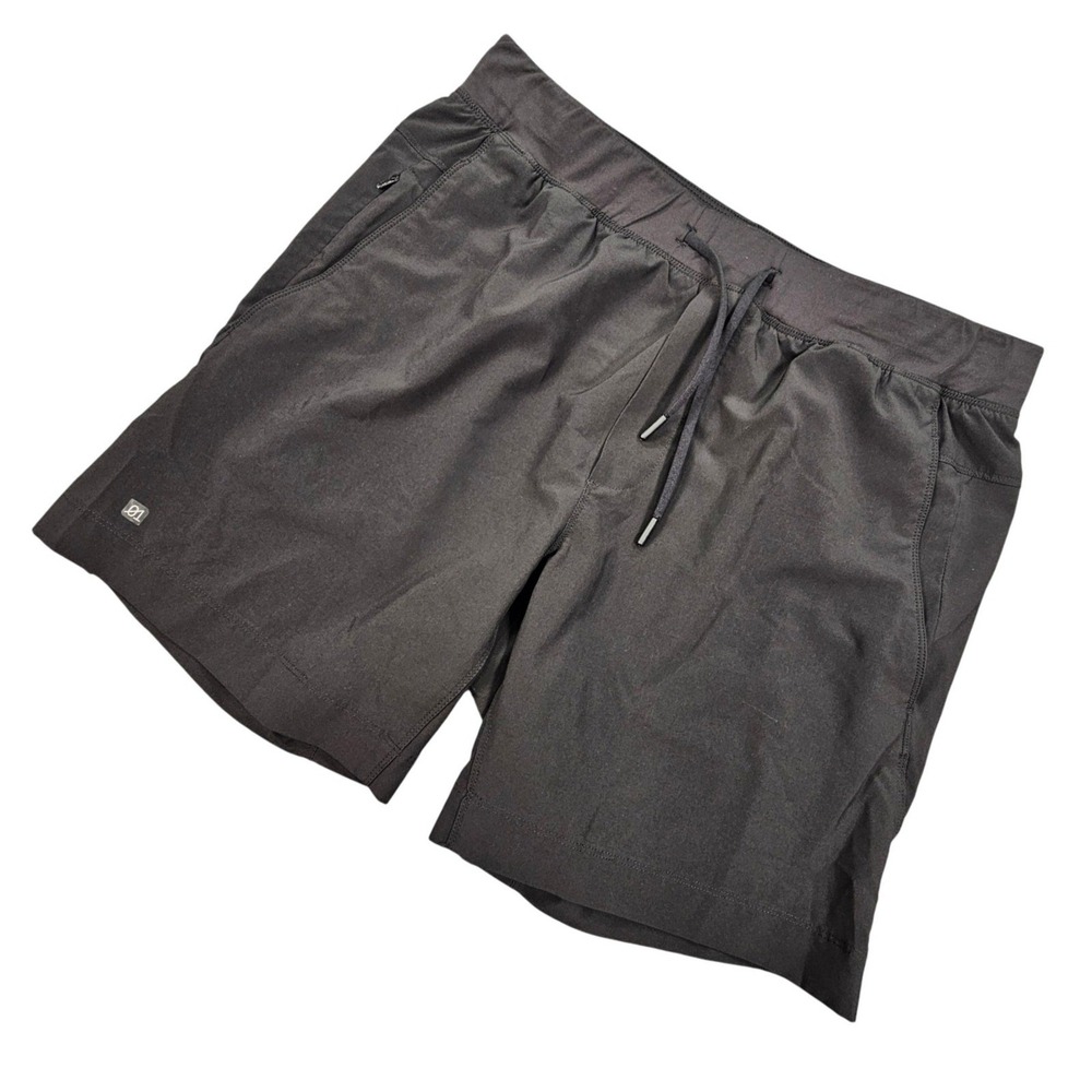 01.ALGO‎ Men's Performance Running Shorts Black Size L 7" Inseam Zip Pockets